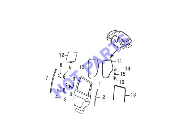 REAR DOOR GLASS & SEALING STRIPS