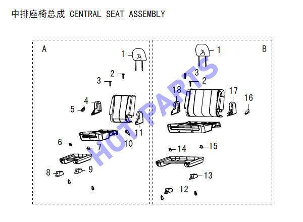CENTRAL SEAT ASSEMBLY